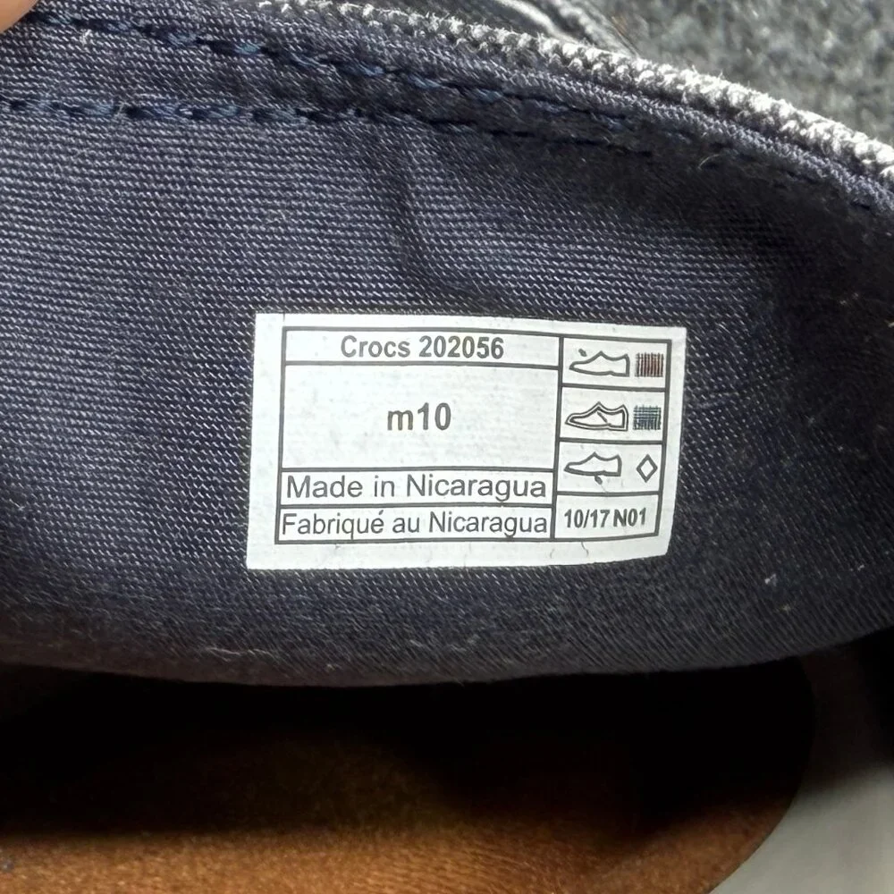 Crocs Santa Cruz 2 Lux Loafers Men's Size 10 Blue Canvas Slip On Casual‎ Shoes